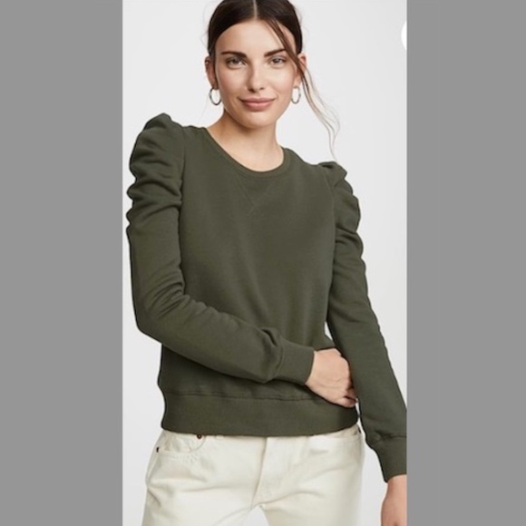 Rebecca Minkoff Tops - Rebecca Minkoff Puff Shoulder Long Sleeve Sweatshirt Olive Green Size XS